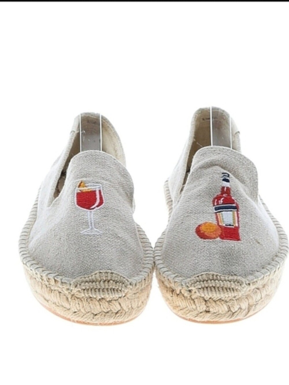 Soludos Beige Espadrilles with Wine & Bottle Embroidery
